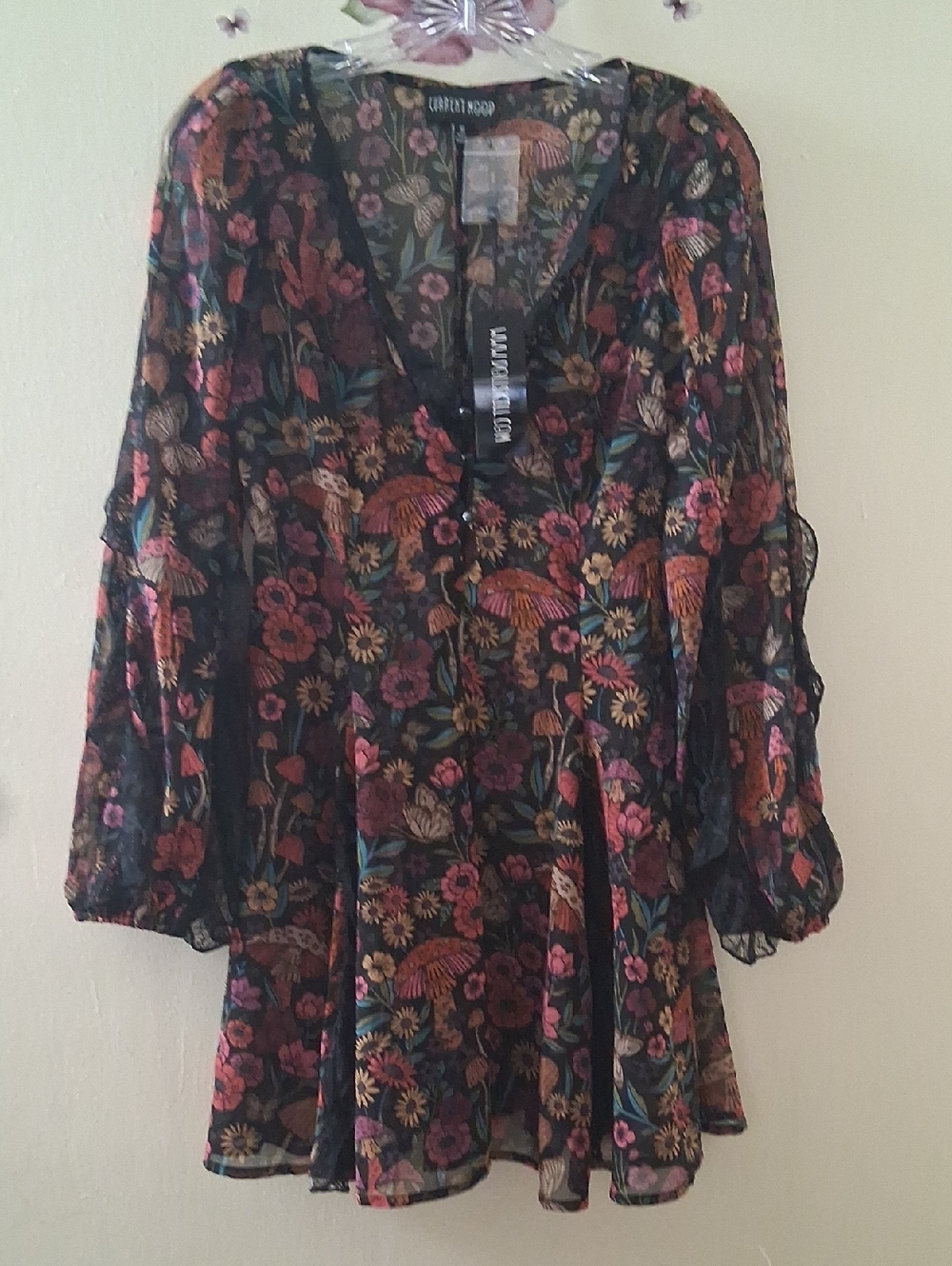 Current Mood Dark Floral Lace Dress Small
